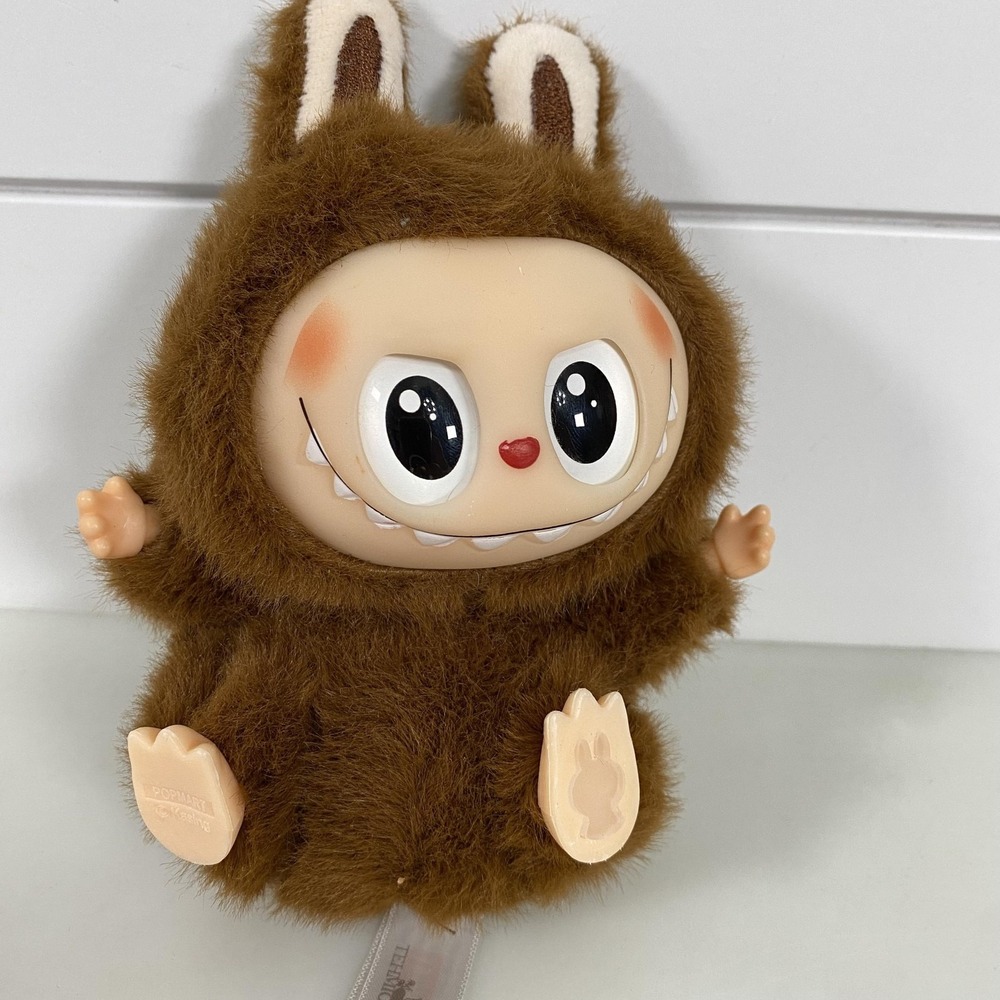 POP MART The‎ Monsters Labubu Plush Figure Toy Brown Bunny Ears Keychain Doll